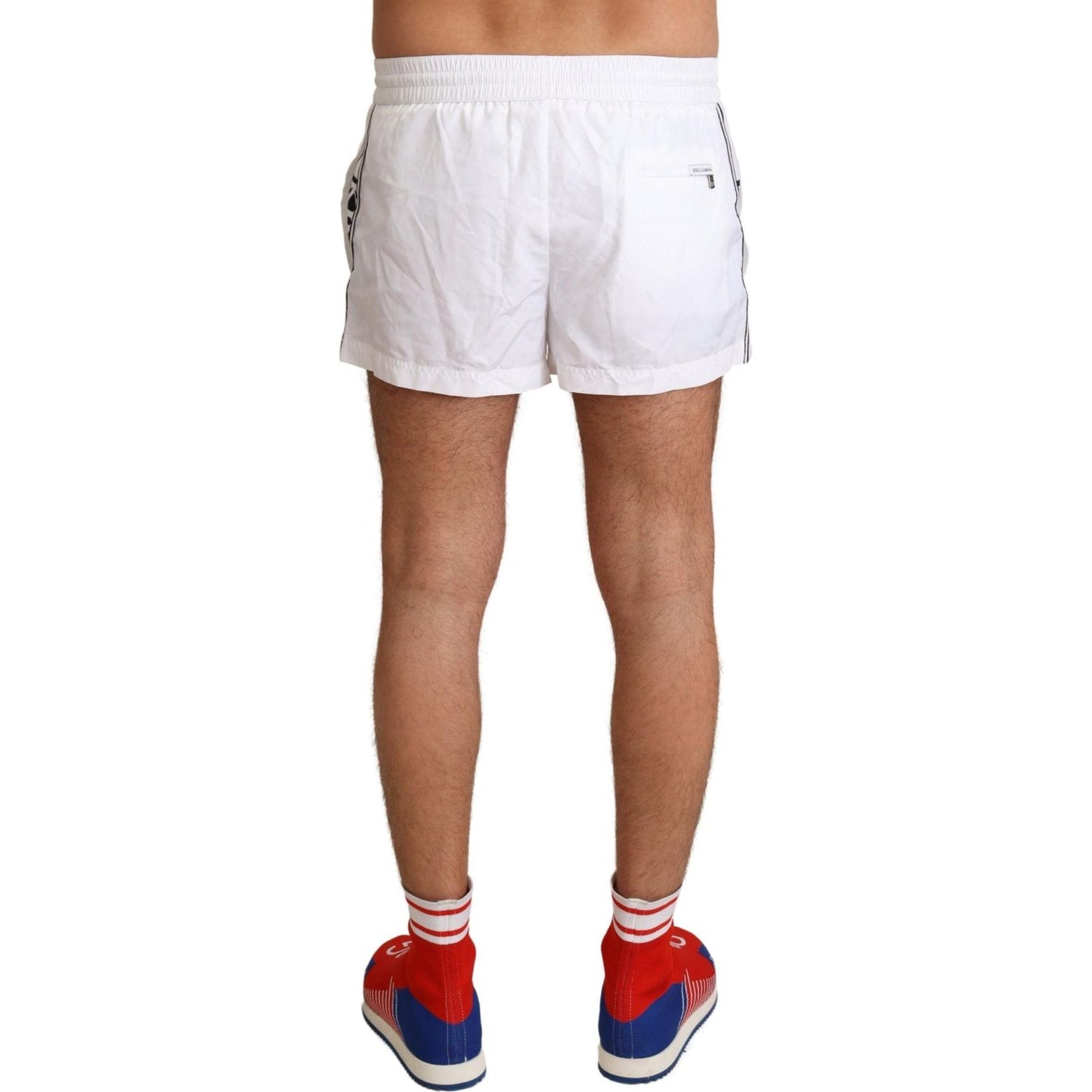 Dolce & Gabbana Elegant White KING Motive Swim Trunks Dolce & Gabbana