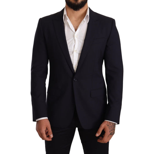 Dolce & Gabbana Navy Blue Wool Slim Fit MARTINI Blazer 1728,67345645728,Blazers - Men - Clothing,Blazers - Suits & Blazers - Clothing,Blue,Clothing,Dolce & Gabbana,IT48 | M,Material: 98% Virgin Wool 2% Elastane,Men,Men - Clothing,New with tags,Suits & Bla