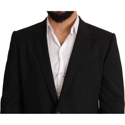 Dolce & Gabbana Black Striped MARTINI Jacket Blazer 1728,44% Wool,54% PL,67345645728,Black,Blazers - Men - Clothing,Blazers - Suits & Blazers - Clothing,Clothing,Dolce & Gabbana,IT54 | XL,Material: 2% Elastsane,Men,Men - Clothing,New with tags,Suits & Bla