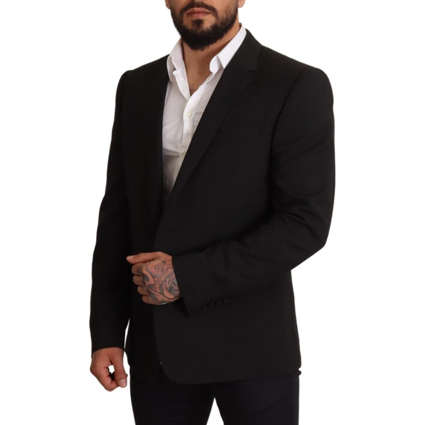 Dolce & Gabbana Black Striped MARTINI Jacket Blazer 1728,44% Wool,54% PL,67345645728,Black,Blazers - Men - Clothing,Blazers - Suits & Blazers - Clothing,Clothing,Dolce & Gabbana,IT54 | XL,Material: 2% Elastsane,Men,Men - Clothing,New with tags,Suits & Bla