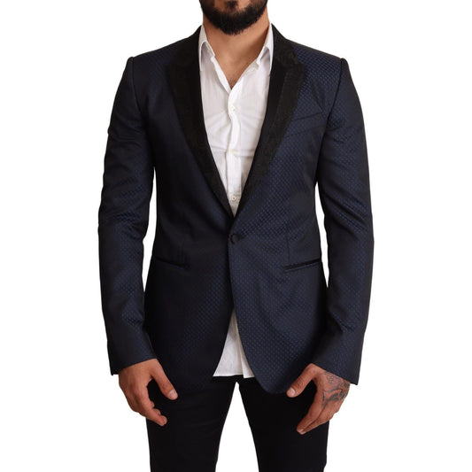 Dolce & Gabbana Blue Wool Slim Fit MARTINI Blazer Jacket 11% Silk,1728,33% Wool,50% PL,67345645728,Blazers - Men - Clothing,Blazers - Suits & Blazers - Clothing,Blue,Clothing,Dolce & Gabbana,IT48 | M,Material: 6% AC,Men,Men - Clothing,New with tags,Suits