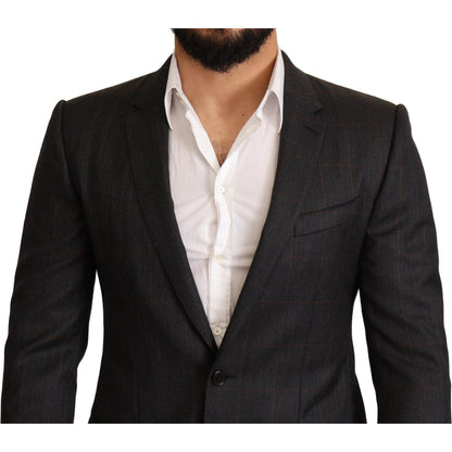 Dolce & Gabbana Gray Check Wool Slim Fit Blazer Jacket 1728,67345645728,Blazers - Men - Clothing,Blazers - Suits & Blazers - Clothing,Clothing,Dolce & Gabbana,Gray,IT48 | M,Material: 100% Wool,Men,Men - Clothing,New with tags,Suits & Blazers - Clothing