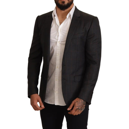 Dolce & Gabbana Gray Check Wool Slim Fit Blazer Jacket 1728,67345645728,Blazers - Men - Clothing,Blazers - Suits & Blazers - Clothing,Clothing,Dolce & Gabbana,Gray,IT48 | M,Material: 100% Wool,Men,Men - Clothing,New with tags,Suits & Blazers - Clothing