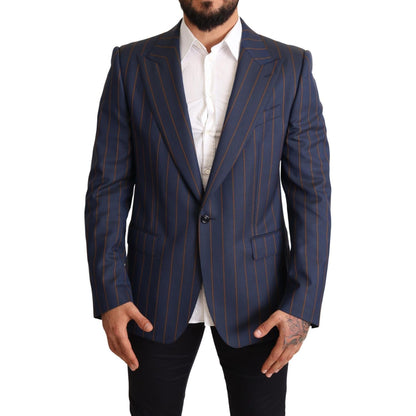 Dolce & Gabbana Blue Striped Wool Slim Fit Blazer Jacket 1728,67345645728,Blazers - Men - Clothing,Blazers - Suits & Blazers - Clothing,Blue,Clothing,Dolce & Gabbana,IT54 | XL,Material: 100% Wool,Men,Men - Clothing,New with tags,Suits & Blazers - Clothing