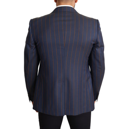 Dolce & Gabbana Blue Striped Wool Slim Fit Blazer Jacket 1728,67345645728,Blazers - Men - Clothing,Blazers - Suits & Blazers - Clothing,Blue,Clothing,Dolce & Gabbana,IT54 | XL,Material: 100% Wool,Men,Men - Clothing,New with tags,Suits & Blazers - Clothing