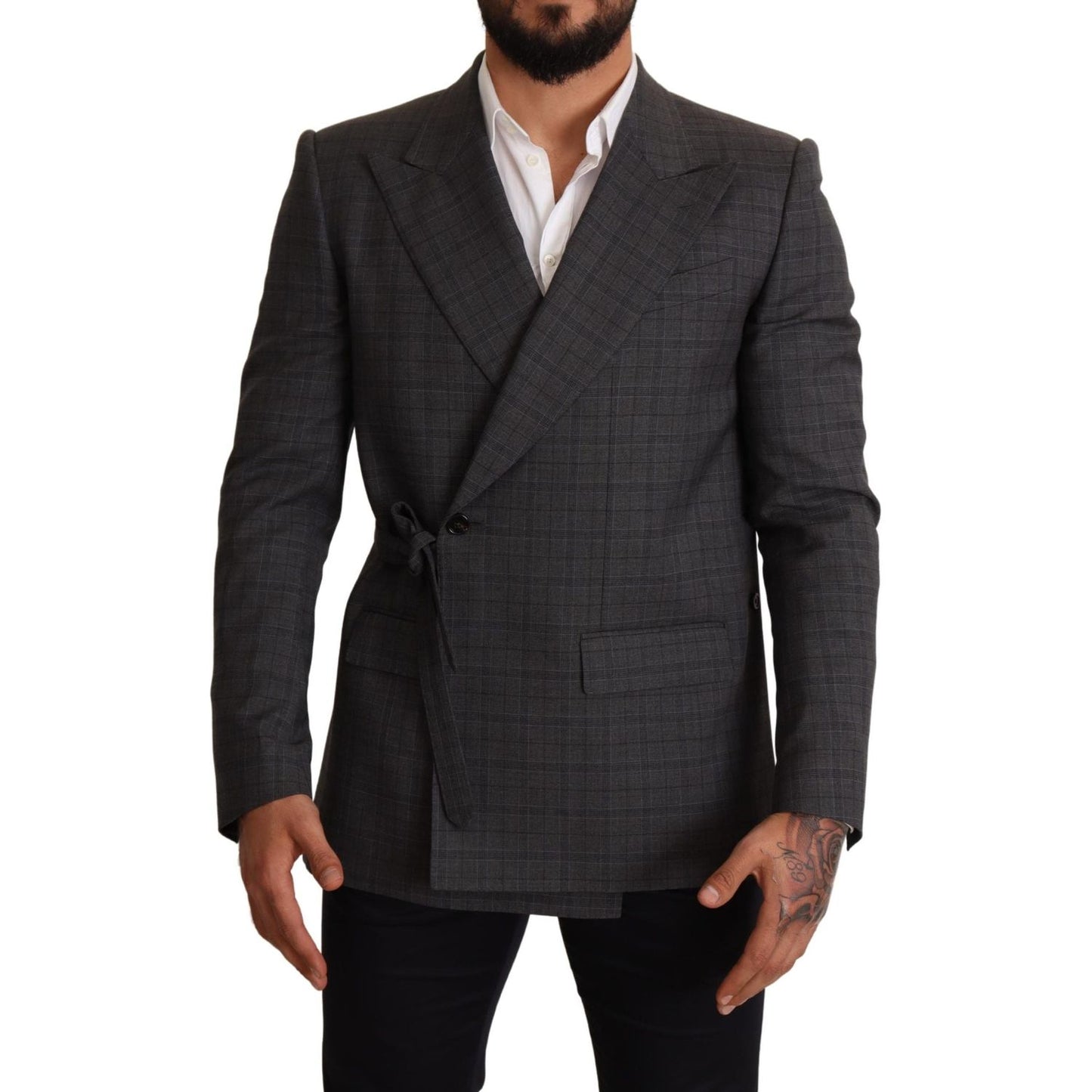 Dolce & Gabbana Gray Check Wool Slim Fit Blazer Jacket 1% Elastane,1728,67345645728,Blazers - Men - Clothing,Blazers - Suits & Blazers - Clothing,Clothing,Dolce & Gabbana,Gray,IT48 | M,Material: 99% Wool,Men,Men - Clothing,New with tags,Suits & Blazers -