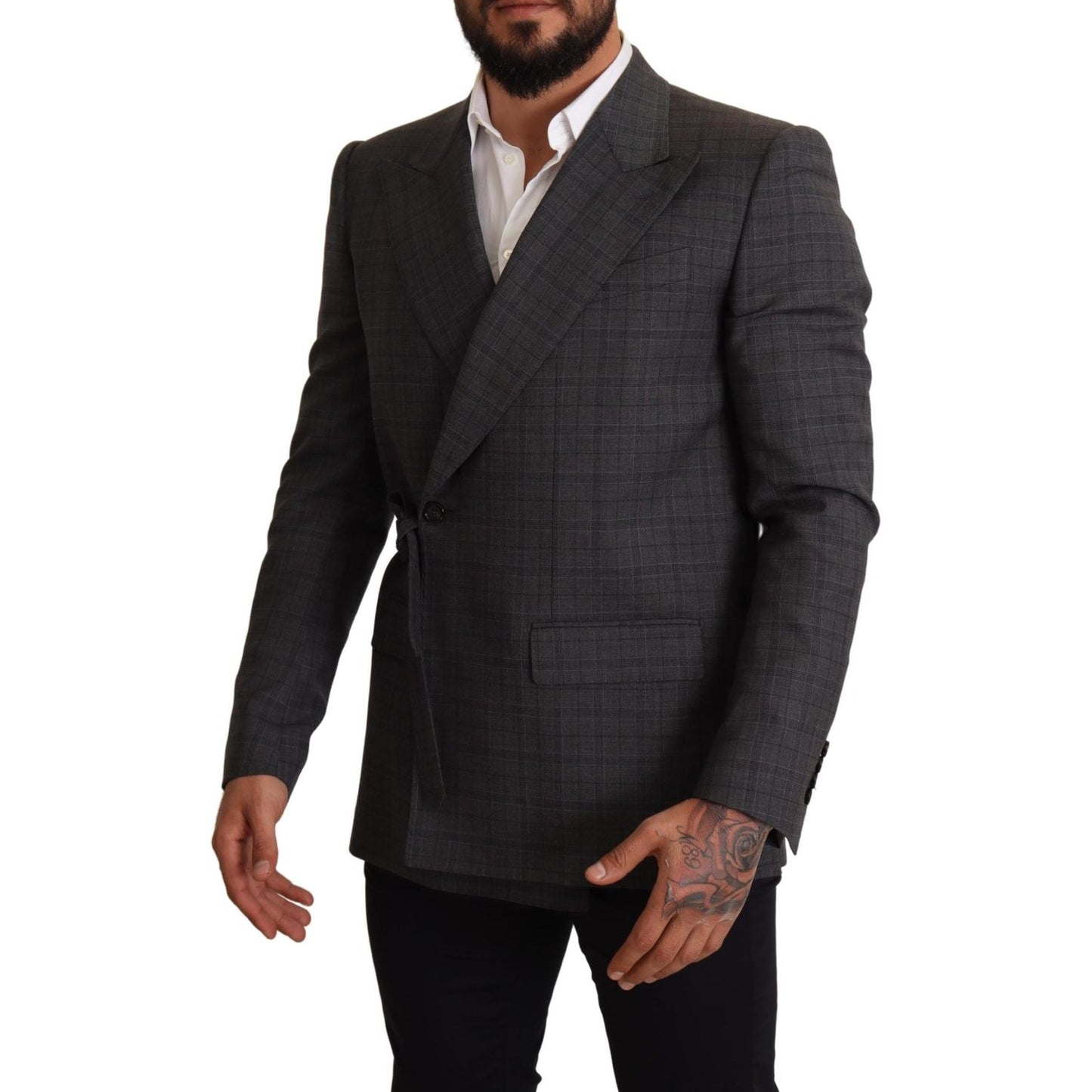 Dolce & Gabbana Gray Check Wool Slim Fit Blazer Jacket 1% Elastane,1728,67345645728,Blazers - Men - Clothing,Blazers - Suits & Blazers - Clothing,Clothing,Dolce & Gabbana,Gray,IT48 | M,Material: 99% Wool,Men,Men - Clothing,New with tags,Suits & Blazers -