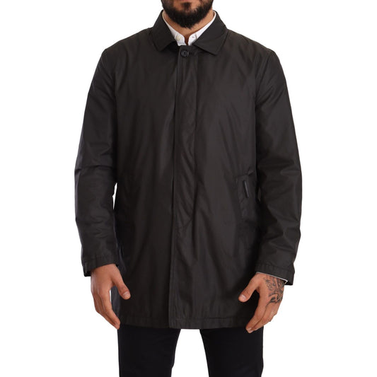 Dolce & Gabbana Black Polyester Mens Trench Coat Jacket 1728,67345645728,Black,Clothing,Dolce & Gabbana,IT44 | XS,IT46 | S,Jackets & Coats - Clothing,Jackets - Men - Clothing,Material: 100% Polyester,Men,Men - Clothing,New with tags,Trench Coats - Jackets