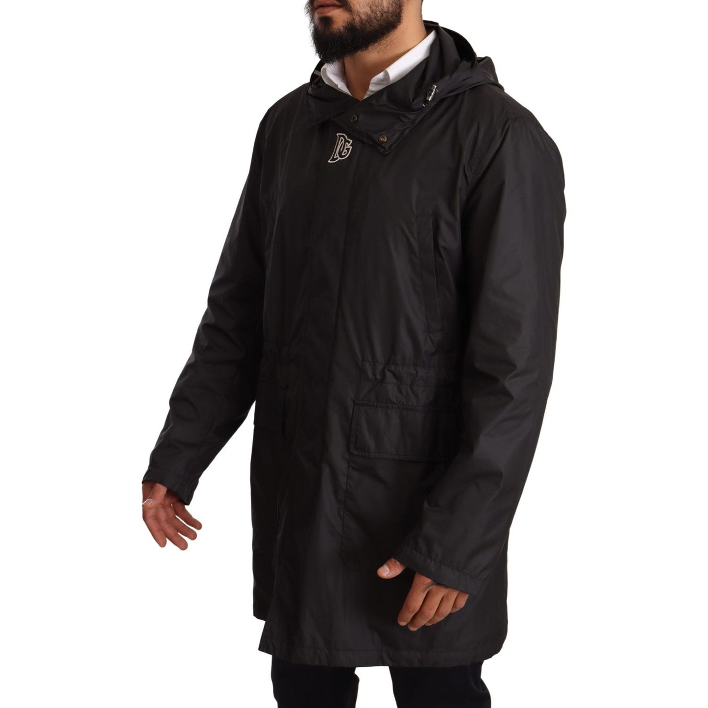 Dolce & Gabbana Black Hooded Mens Trench Coat Jacket 1728,67345645728,Black,Clothing,Dolce & Gabbana,IT44 | XS,IT46 | S,IT48 | M,Jackets & Coats - Clothing,Jackets - Men - Clothing,Material: 100% Polyester,Men,Men - Clothing,New with tags,Trench Coats - J