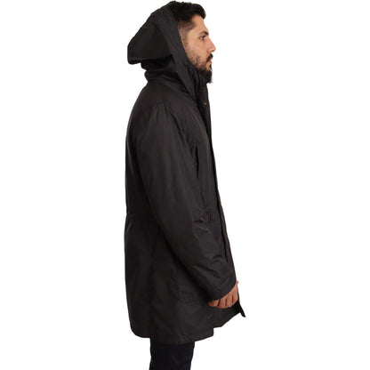 Dolce & Gabbana Black Hooded Mens Trench Coat Jacket 1728,67345645728,Black,Clothing,Dolce & Gabbana,IT44 | XS,IT46 | S,IT48 | M,Jackets & Coats - Clothing,Jackets - Men - Clothing,Material: 100% Polyester,Men,Men - Clothing,New with tags,Trench Coats - J