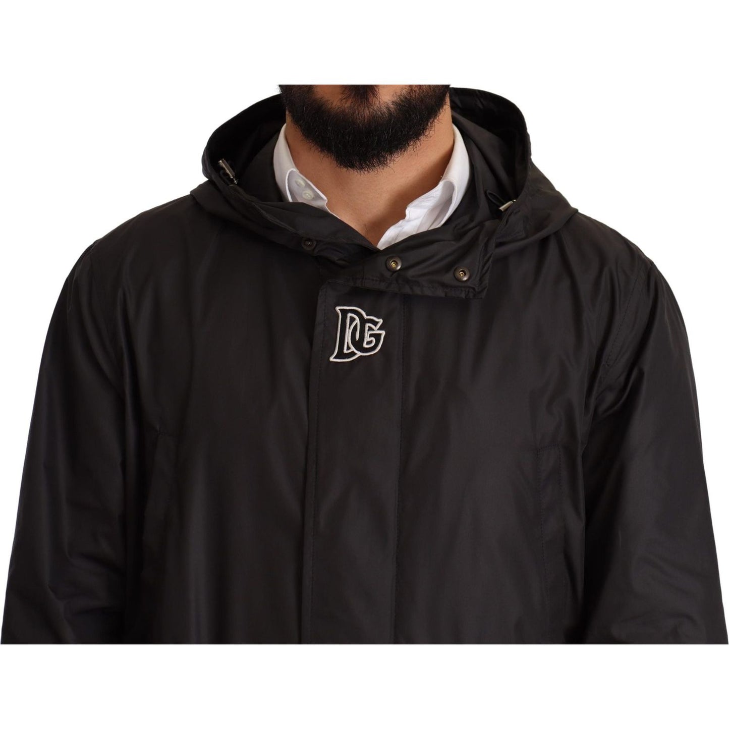Dolce & Gabbana Black Hooded Mens Trench Coat Jacket 1728,67345645728,Black,Clothing,Dolce & Gabbana,IT44 | XS,IT46 | S,IT48 | M,Jackets & Coats - Clothing,Jackets - Men - Clothing,Material: 100% Polyester,Men,Men - Clothing,New with tags,Trench Coats - J