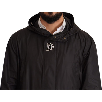Dolce & Gabbana Black Hooded Mens Trench Coat Jacket 1728,67345645728,Black,Clothing,Dolce & Gabbana,IT44 | XS,IT46 | S,IT48 | M,Jackets & Coats - Clothing,Jackets - Men - Clothing,Material: 100% Polyester,Men,Men - Clothing,New with tags,Trench Coats - J