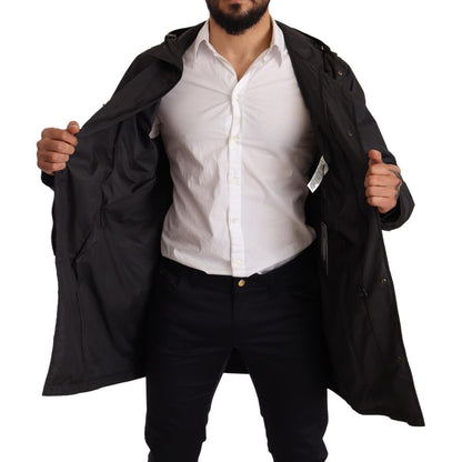 Dolce & Gabbana Black Hooded Mens Trench Coat Jacket 1728,67345645728,Black,Clothing,Dolce & Gabbana,IT44 | XS,IT46 | S,IT48 | M,Jackets & Coats - Clothing,Jackets - Men - Clothing,Material: 100% Polyester,Men,Men - Clothing,New with tags,Trench Coats - J