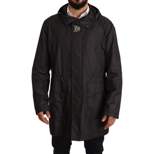Dolce & Gabbana Black Hooded Mens Trench Coat Jacket 1728,67345645728,Black,Clothing,Dolce & Gabbana,IT44 | XS,IT46 | S,IT48 | M,Jackets & Coats - Clothing,Jackets - Men - Clothing,Material: 100% Polyester,Men,Men - Clothing,New with tags,Trench Coats - J
