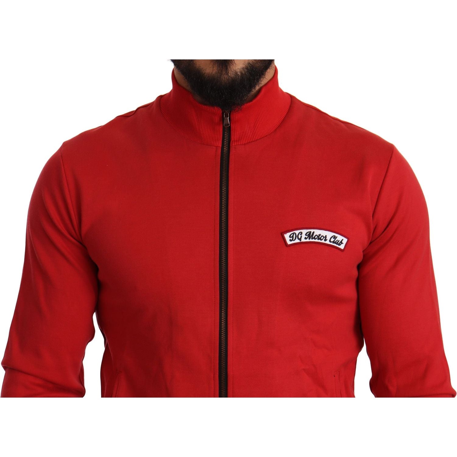 Dolce & Gabbana Red DG Motor Club Zipper Stretch Sweater