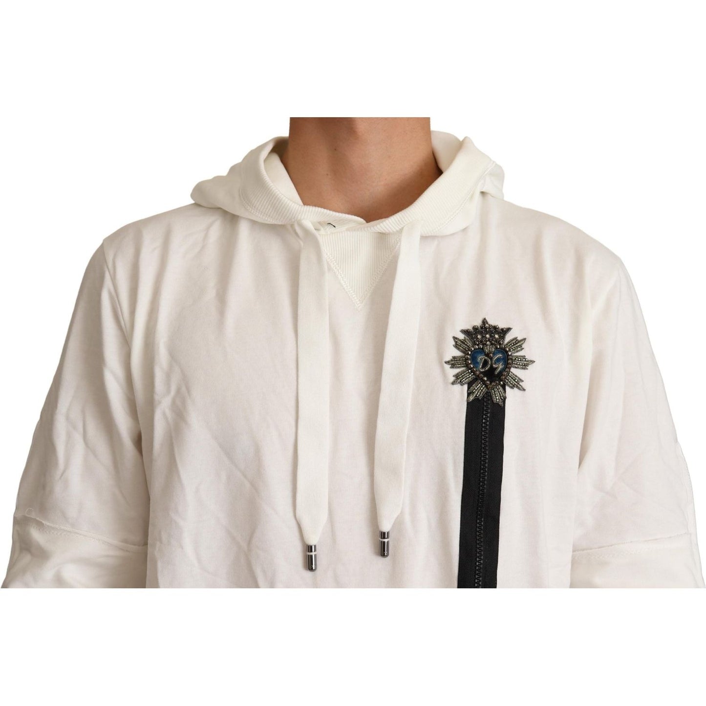 Dolce & Gabbana White Hooded Limited Edition Sweater 1728,67345645728,Clothing,Dolce & Gabbana,Hoodies - Sweaters - Clothing,IT48 | M,IT50 | L,Material: 100% Cotton,Men,Men - Clothing,New with tags,Off White,Sweaters - Clothing,Sweaters - Men - Clothing