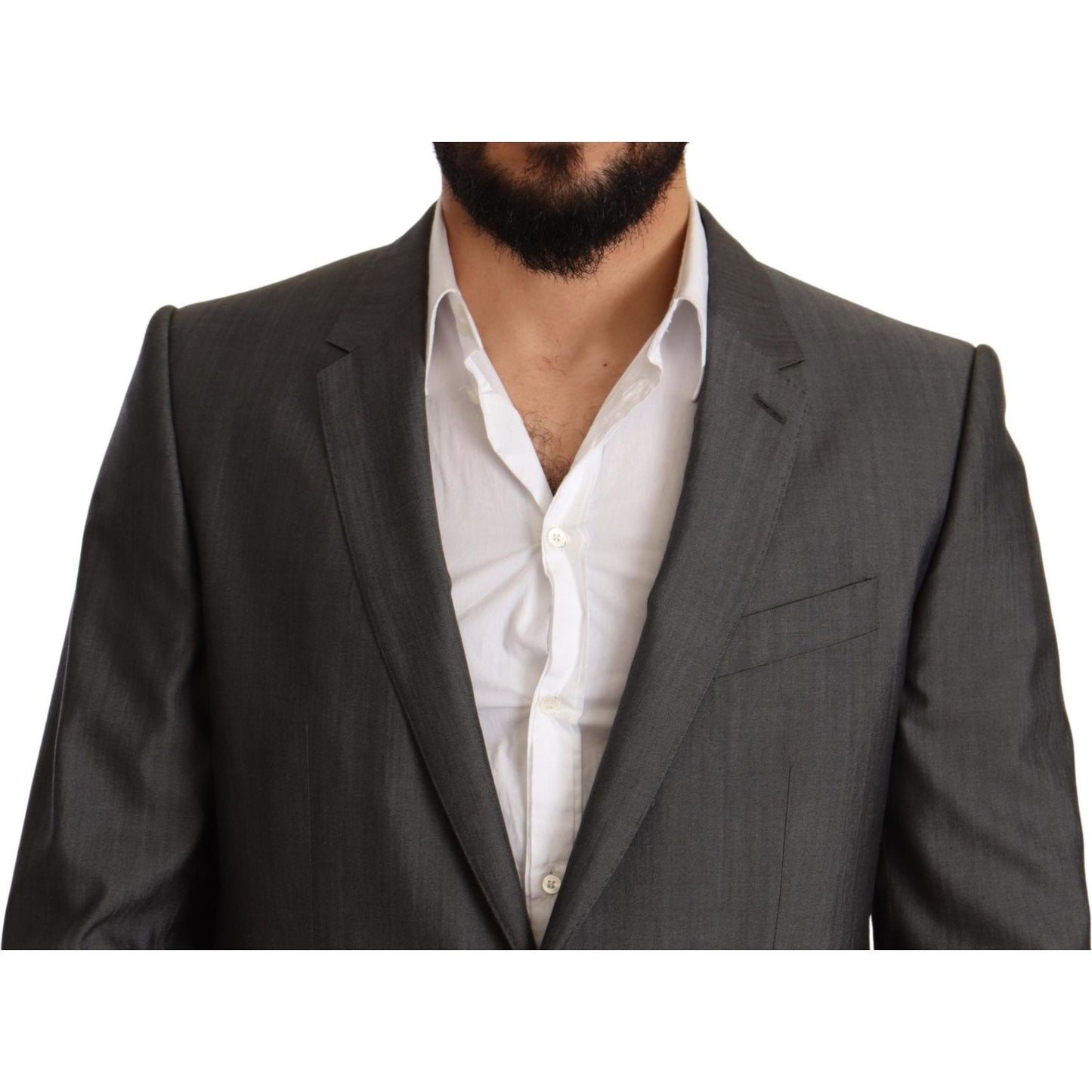 Dolce & Gabbana Gray Metallic MARTINI Slim Fit Set Suit 1728,35% Silk,67345645728,Clothing,Dolce & Gabbana,Gray,IT48 | M,IT50 | L,IT52 | XL,Material: 65% Wool,Men,Men - Clothing,New with tags,Suits & Blazers - Clothing,Suits - Men - Clothing,Two-Piece Sui