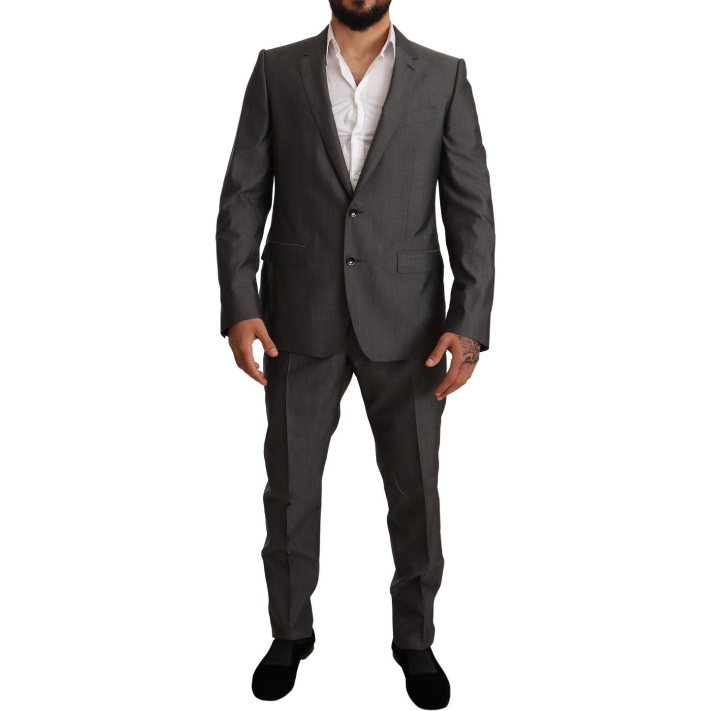 Dolce & Gabbana Gray Metallic MARTINI Slim Fit Set Suit 1728,35% Silk,67345645728,Clothing,Dolce & Gabbana,Gray,IT48 | M,IT50 | L,IT52 | XL,Material: 65% Wool,Men,Men - Clothing,New with tags,Suits & Blazers - Clothing,Suits - Men - Clothing,Two-Piece Sui