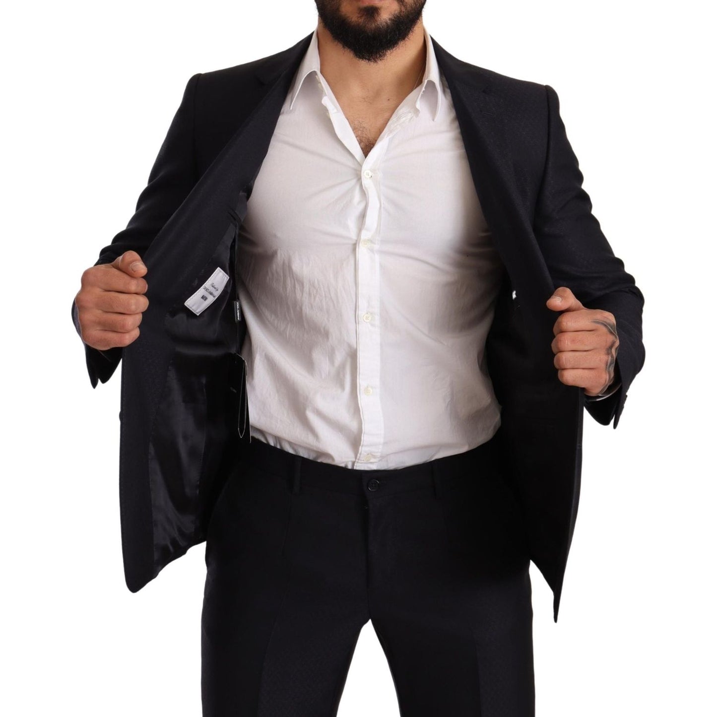 Dolce & Gabbana Blue Pattern MARTINI SLIM FIT 2 Piece Suit 1728,20% Silk,5% Cashmere,67345645728,Blue,Clothing,Dolce & Gabbana,IT48 | M,IT50 | L,IT52 | XL,Material: 75% Wool,Men,Men - Clothing,New with tags,Suits & Blazers - Clothing,Suits - Men - Clothin