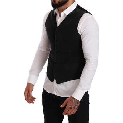 Dolce & Gabbana Black Cotton Single Breasted Waistcoat 1728,67345645728,Black,Clothing,Dolce & Gabbana,IT48 | M,Material: 100% Cotton,Men,Men - Clothing,New with tags,Suits & Blazers - Clothing,Vests - Men - Clothing,Waistcoats - Suits & Blazers - Clothin