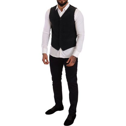 Dolce & Gabbana Black Cotton Single Breasted Waistcoat 1728,67345645728,Black,Clothing,Dolce & Gabbana,IT48 | M,Material: 100% Cotton,Men,Men - Clothing,New with tags,Suits & Blazers - Clothing,Vests - Men - Clothing,Waistcoats - Suits & Blazers - Clothin