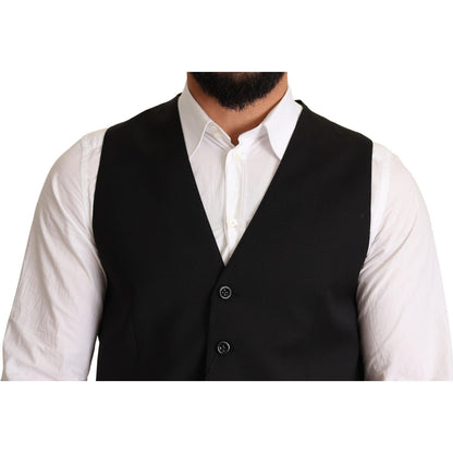 Dolce & Gabbana Black Formal dress Vest 1728,67345645728,Black,Clothing,Dolce & Gabbana,IT44 | XS,IT48 | M,IT50 | L,Material: 54% Polyester 44% Wool 2% Elastane,Men,Men - Clothing,New with tags,Suits & Blazers - Clothing,Vests - Men - Clothing,Waistcoats