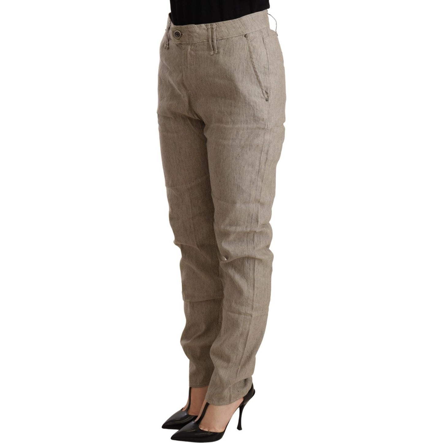 CYCLE Chic Beige Mid Waist Baggy Pants for Sophisticated Style WOMAN TROUSERS CYCLE