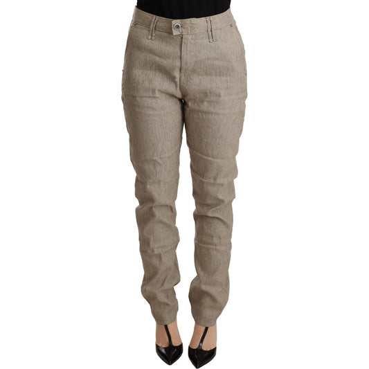 CYCLE Beige Mid Waist Casual Baggy Stretch Trouser WOMAN TROUSERS