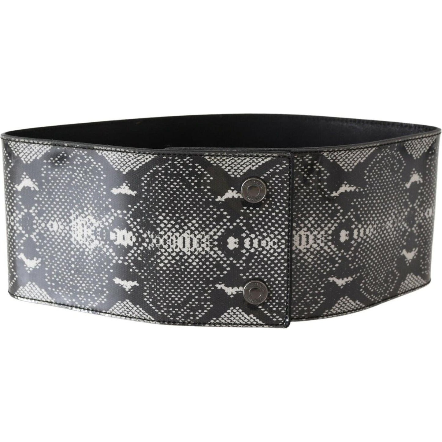 Ermanno Scervino Black Wide Leather Snakeskin Design Waist Belt Ermanno Scervino