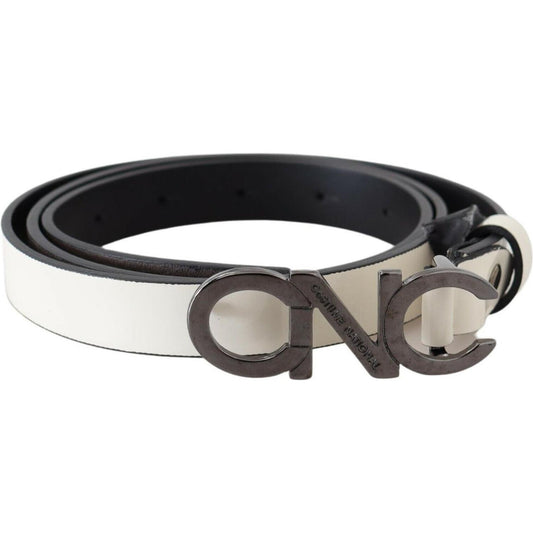 Costume National Metallic Gray Italian Leather Fashion Belt WOMAN BELTS Costume National