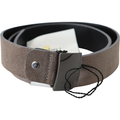 Costume National Brown Leather Square Logo Buckle Belt
