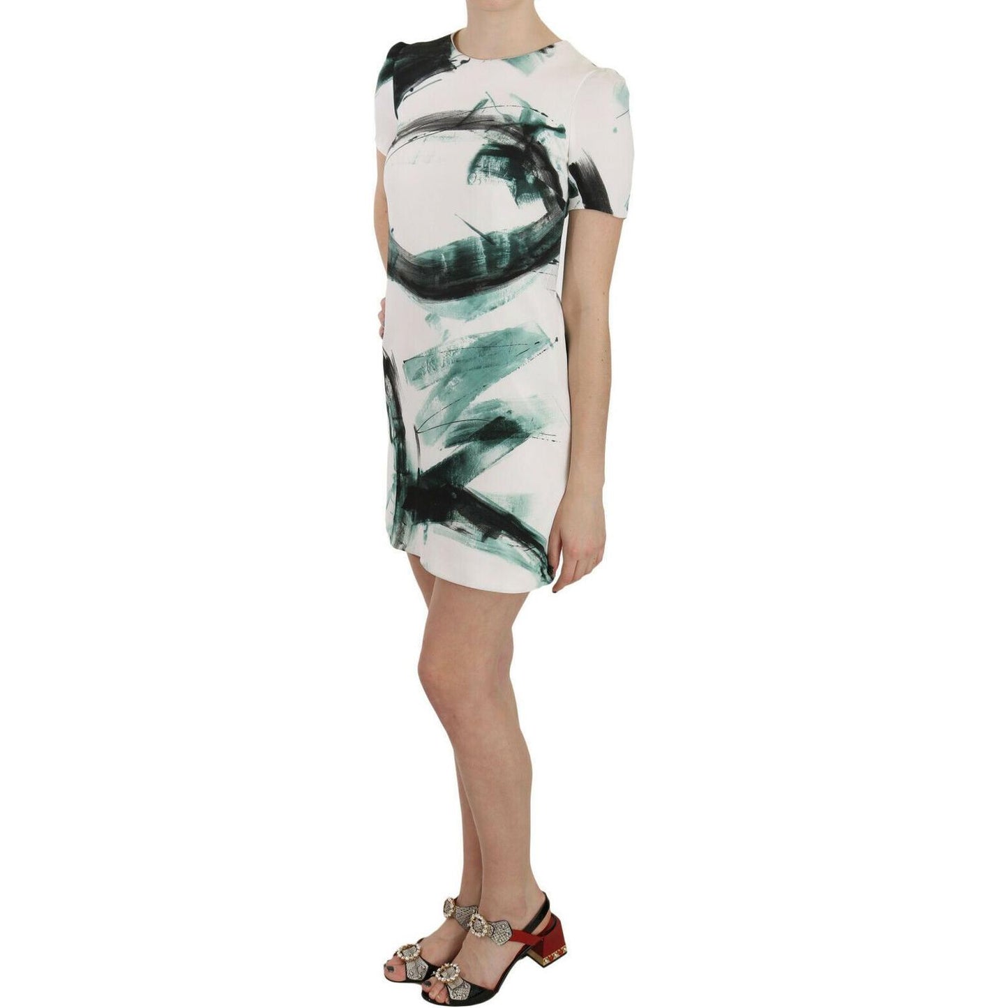 Dolce & Gabbana White Black Blue Shift Short Mini Dress