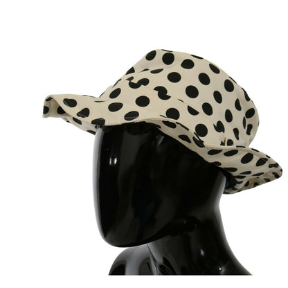 Dolce & Gabbana White 100% Cotton Polka Dot Design Trilby Hat