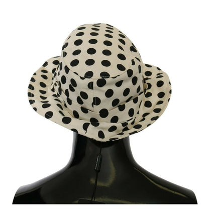 Dolce & Gabbana White 100% Cotton Polka Dot Design Trilby Hat