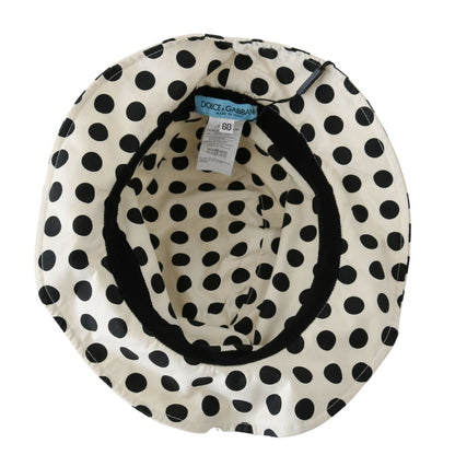 Dolce & Gabbana White 100% Cotton Polka Dot Design Trilby Hat