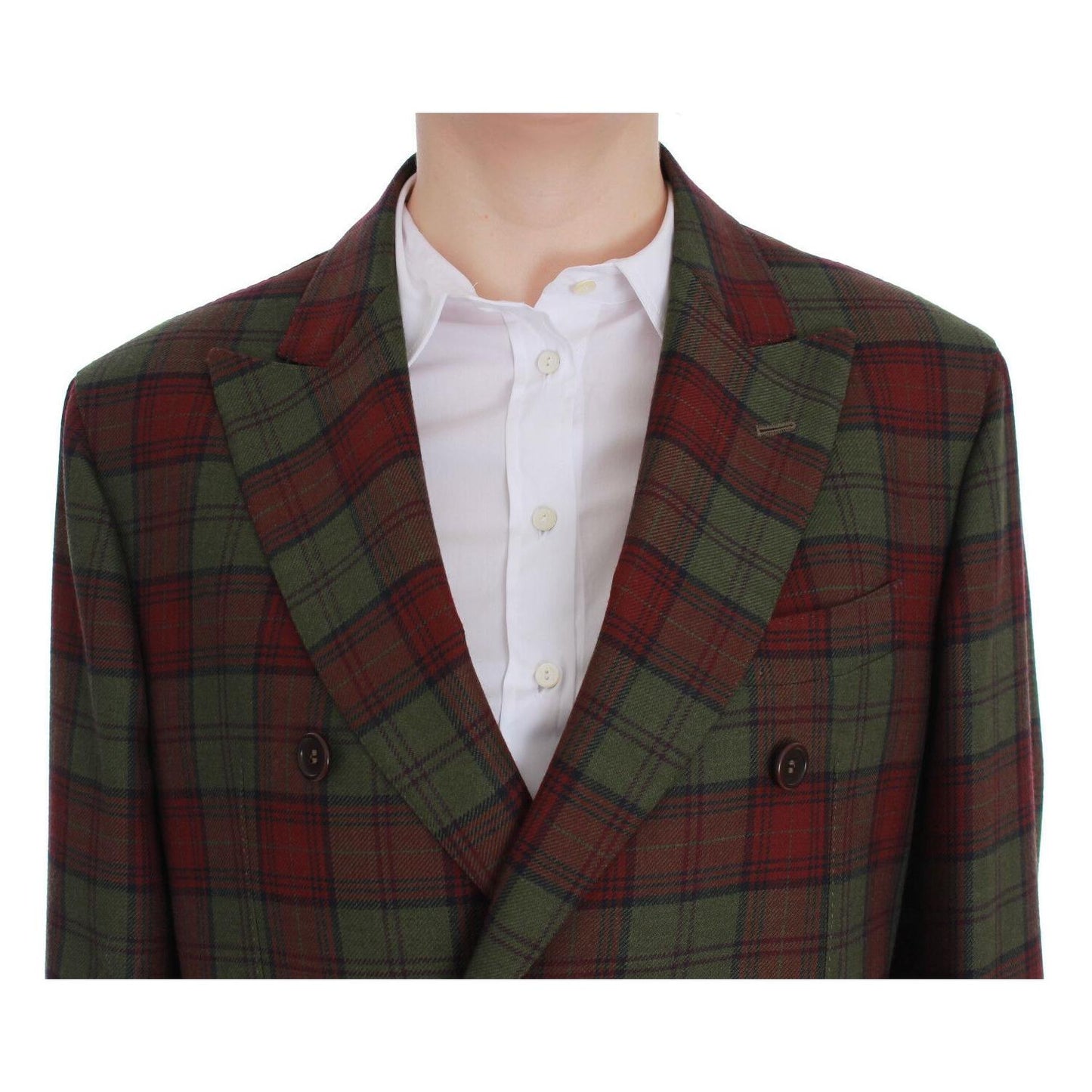 BENCIVENGA Elegant Checkered Double-Breasted Wool Blazer Blazer Jacket BENCIVENGA