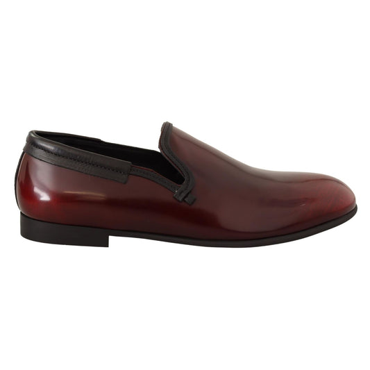 Dolce & Gabbana Bordeaux Patent Leather Dress Loafers Shoes