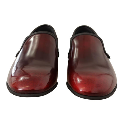Dolce & Gabbana Bordeaux Patent Leather Dress Loafers Shoes