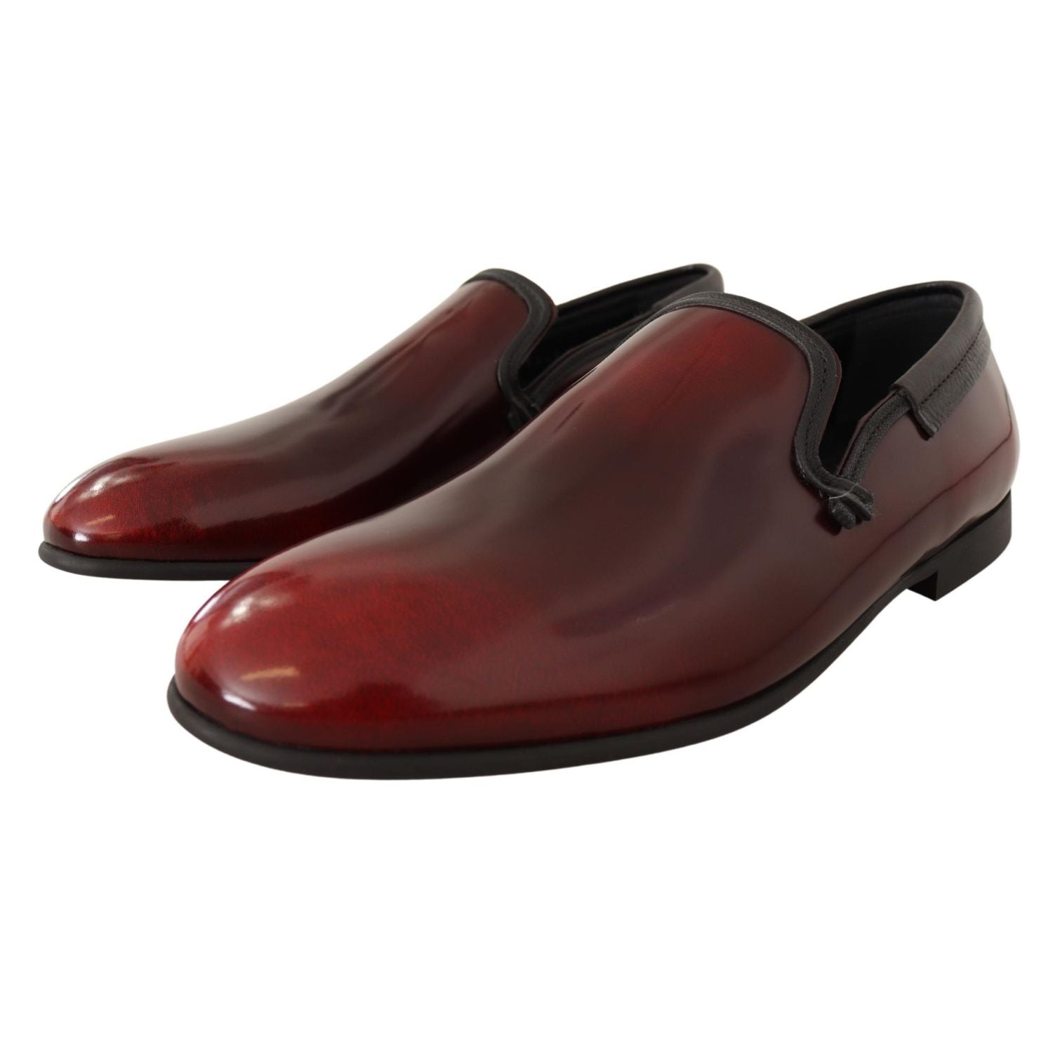 Dolce & Gabbana Bordeaux Patent Leather Dress Loafers Shoes