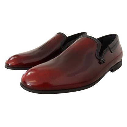 Dolce & Gabbana Bordeaux Patent Leather Dress Loafers Shoes