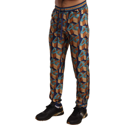 Dolce & Gabbana Multicolor Patterned Joggers Silk Pants 1728,67345645728,Athletic Pants - Pants - Clothing,Clothing,Dolce & Gabbana,IT44 | XS,IT46 | S,Jeans & Pants - Men - Clothing,Men,Men - Clothing,Multicolor,New with tags,Pants - Clothing