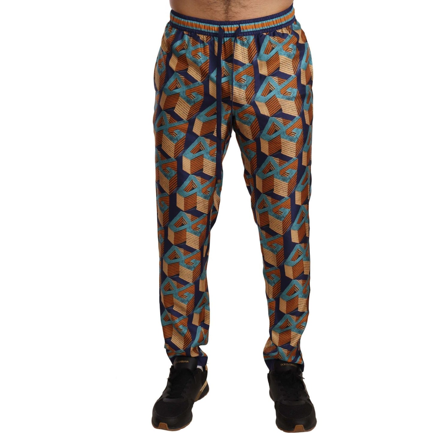 Dolce & Gabbana Multicolor Patterned Joggers Silk Pants 1728,67345645728,Athletic Pants - Pants - Clothing,Clothing,Dolce & Gabbana,IT44 | XS,IT46 | S,Jeans & Pants - Men - Clothing,Men,Men - Clothing,Multicolor,New with tags,Pants - Clothing