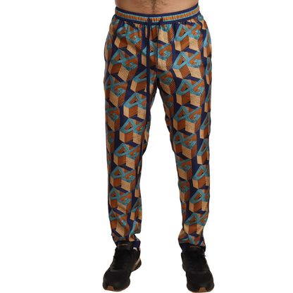 Dolce & Gabbana Multicolor Patterned Joggers Silk Pants 1728,67345645728,Athletic Pants - Pants - Clothing,Clothing,Dolce & Gabbana,IT44 | XS,IT46 | S,Jeans & Pants - Men - Clothing,Men,Men - Clothing,Multicolor,New with tags,Pants - Clothing