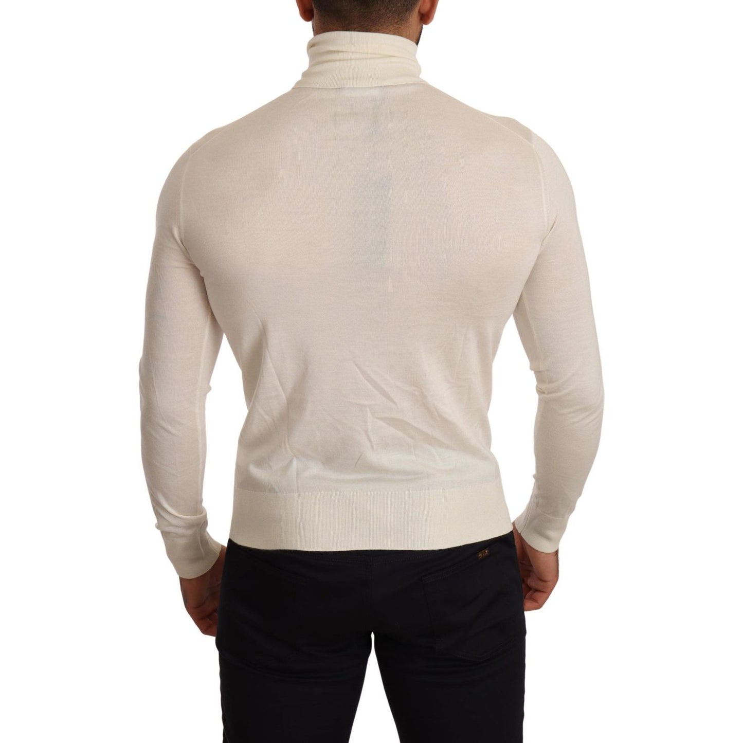 Dolce & Gabbana Ivory Cashmere-Silk Blend Turtleneck Sweater Dolce & Gabbana