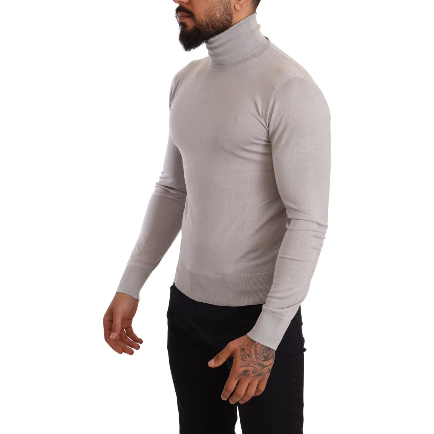 Dolce & Gabbana Gray Cashmere Turtleneck Pullover Sweater 1728,67345645728,Clothing,Dolce & Gabbana,Gray,IT46 | S,Material: 70% Cashmere 30% Silk,Men,Men - Clothing,New with tags,Sweaters - Clothing,Sweaters - Men - Clothing,Turtlenecks - Sweaters - Cloth