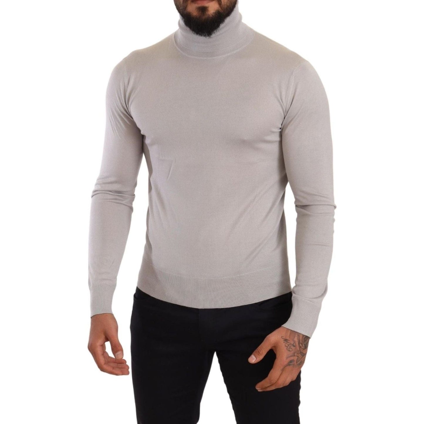 Dolce & Gabbana Gray Cashmere Turtleneck Pullover Sweater 1728,67345645728,Clothing,Dolce & Gabbana,Gray,IT46 | S,Material: 70% Cashmere 30% Silk,Men,Men - Clothing,New with tags,Sweaters - Clothing,Sweaters - Men - Clothing,Turtlenecks - Sweaters - Cloth