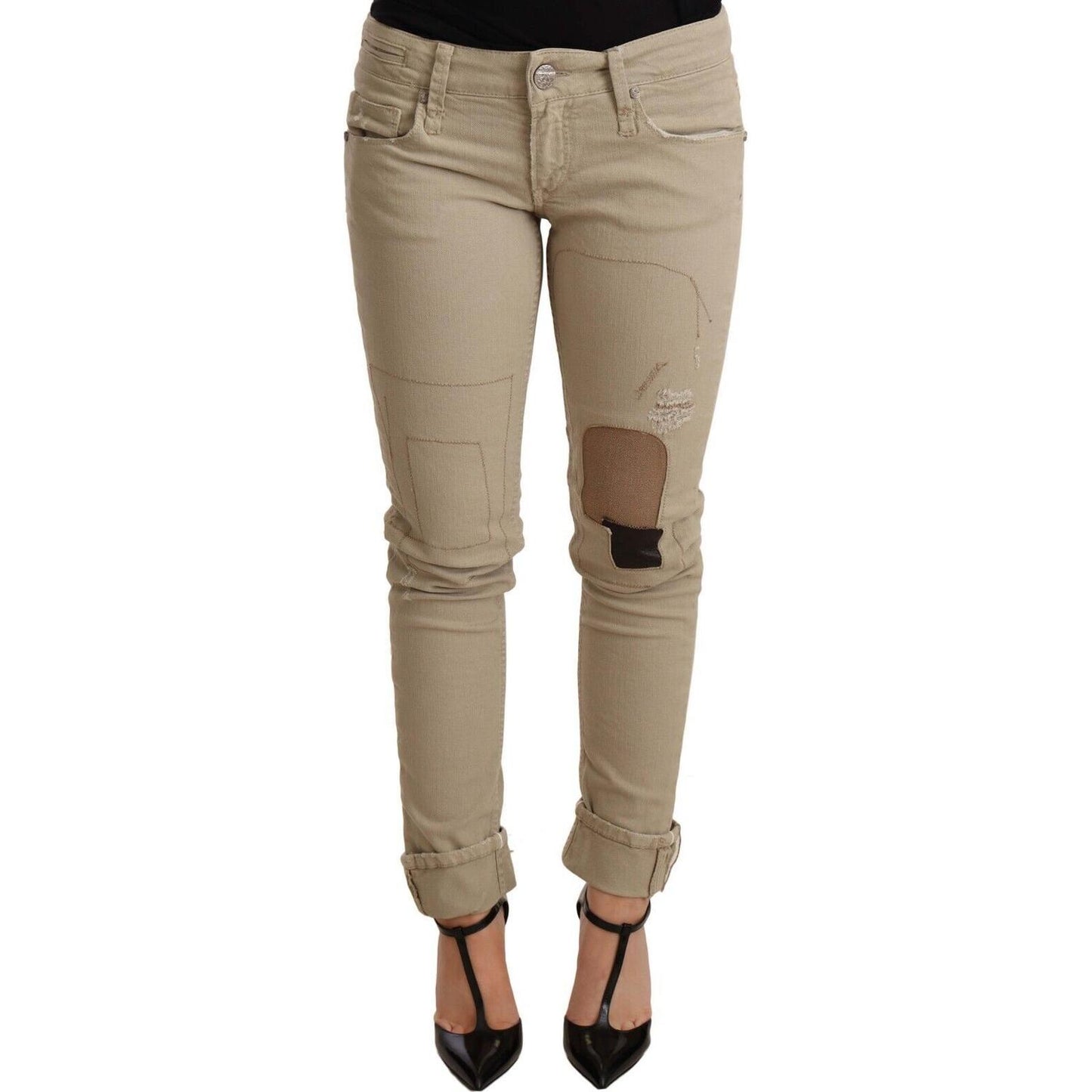 Acht Beige Cotton Slim Fit Chic Jeans Jeans & Pants Acht