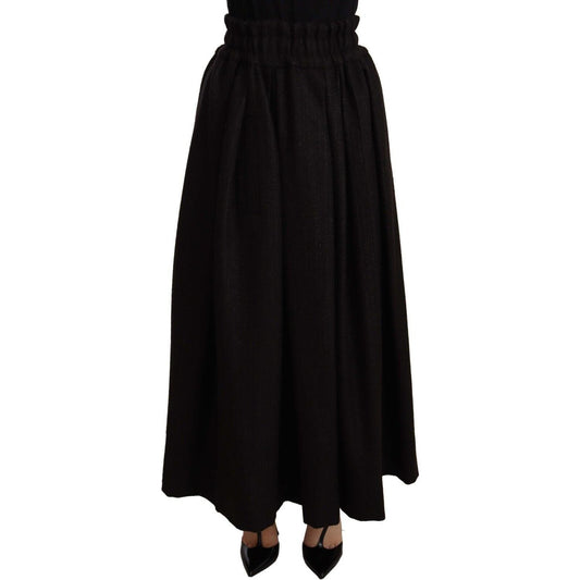 Dolce & Gabbana Elegant High Waist Maxi A-line Wool Skirt WOMAN SKIRTS Dolce & Gabbana