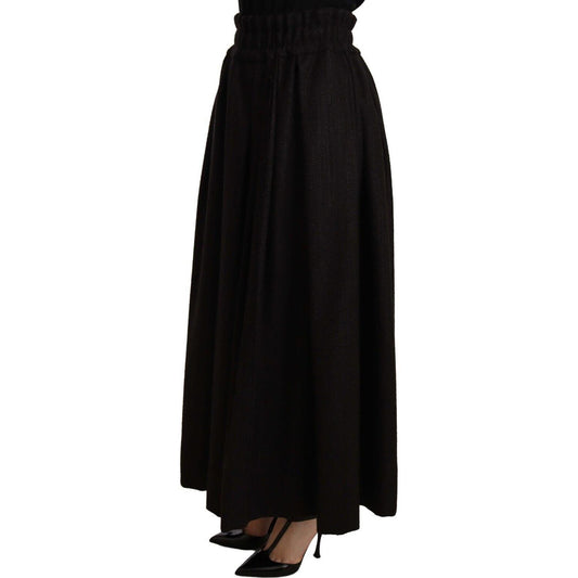 Dolce & Gabbana Elegant High Waist Maxi A-line Wool Skirt WOMAN SKIRTS Dolce & Gabbana