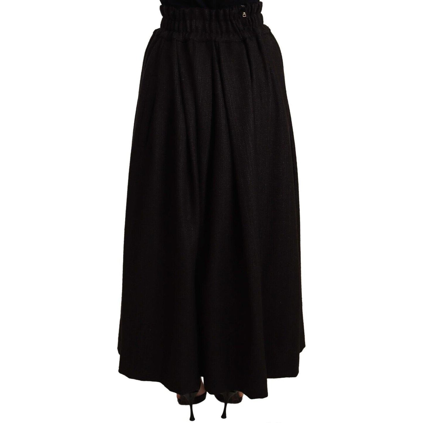 Dolce & Gabbana Black Wool High Waist Maxi PIECE Skirt